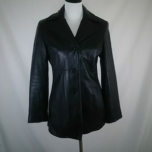 Dockers Women's Black Leather Jacket Size Small